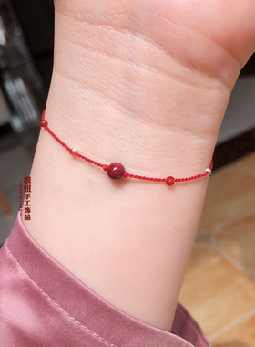 朱砂红绳手链高端蜡线防水耐脏