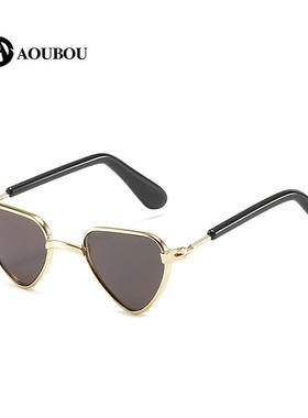 心型小狗小猫金属框太阳镜宠物墨