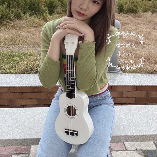 ukulele白色木质初学者入门尤克里里21寸23寸小吉他乌克丽丽刻字 - 图2