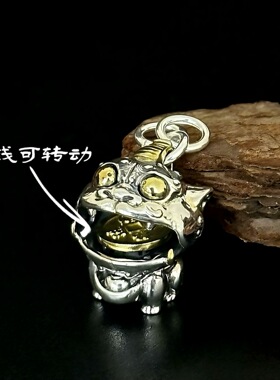 S925纯银招财貔貅五帝钱时来运转吊坠吞金兽饰品项链银项链