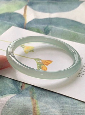 啵纯天然冰透啵气质青绿色多样性圆条发细黛美人镯青山青提气质