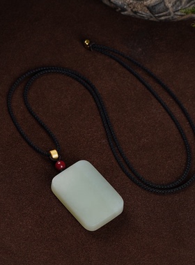 项链挂件无事牌饰品男男女坠时尚蓝百搭吊天然和田玉项毛衣链且末