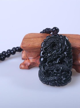 天然项链挂件和田玉龙凤呈祥生肖青吊坠龙凤呈祥玉龙麒麟牌