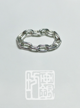 锁链戒指女时尚轻奢百搭纯银环环相扣指环锁扣手饰潮流