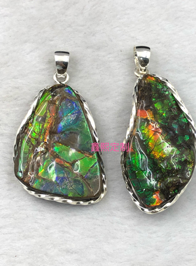 随行不规则陨石斑彩石玉石包银加工定制999银弯丝款包边吊坠镶嵌