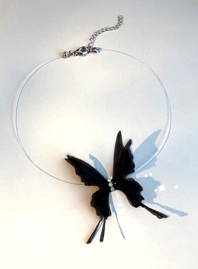 昊泉柔软轻薄布艺隐形蝴蝶女项链