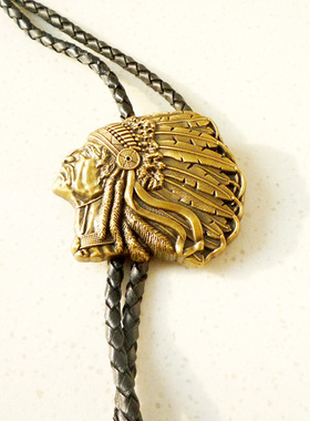 古铜波洛项链男女复古真牛皮