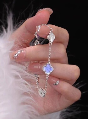 合金满钻四叶草手链女ins轻奢感小众精致手串个性百搭手饰品