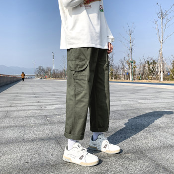 ພາກຮຽນ spring trendy brand ins overall style Hong Kong versatility trousers loose straight casual pants pants wide-leg trendy Japanese for men