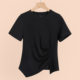 2026 Summer Women's New Short Sleeve T-shirt Women's Slim Top Design Irregular Slit Hem Niche Half Sleeve