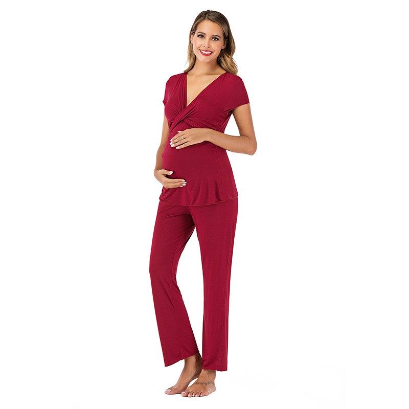 亚马逊秋冬新款家居服女莫代尔睡衣短袖长裤孕妇套装,淘宝优惠券,粉丝福利购,淘宝优惠卷