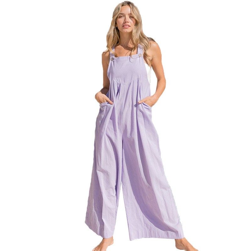 欧美女装年亚马逊夏季新品背带裤时尚两口袋连体裤阔腿裤,淘宝优惠券,粉丝福利购,淘宝优惠卷