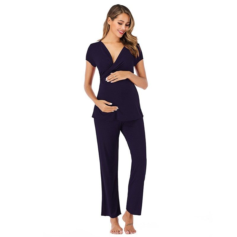 亚马逊秋冬新款家居服女莫代尔睡衣短袖长裤孕妇套装,淘宝优惠券,粉丝福利购,淘宝优惠卷