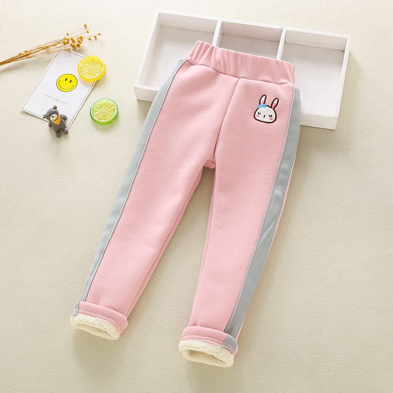加厚羊羔绒一体绒女童打底裤冬季韩版中大童撞色儿童宝宝长裤加绒,淘宝优惠券,粉丝福利购,淘宝优惠卷