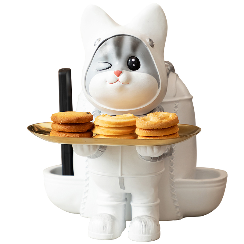 慧心巧聚可爱猫咪钥匙收纳抽纸盒创意摆件玄关茶几桌面饰品纸巾盒