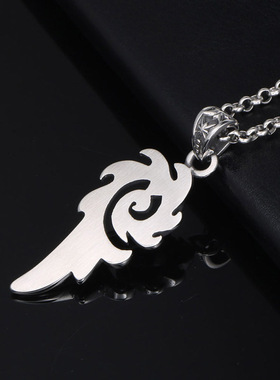 潮男项链卡通动漫火影忍者火焰吊坠男小众韩版男士钛钢霸气项链