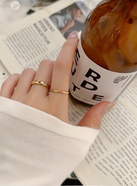 弱水大码女钛钢单排钻戒指