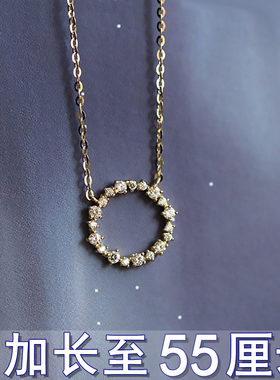 纯银韩版圆圈满钻大码加长小吊坠