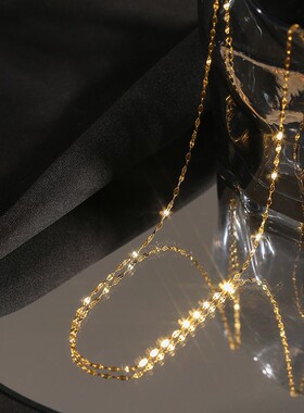 加长款无吊坠素链嘴唇链女项链