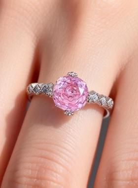 3克拉大码胖妹紫色玫瑰钻戒