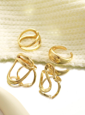 Finger Ring Jewelry不规则金色关节戒指个性夸张几何指环4件套装