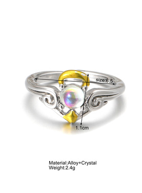 Women Ring Jewelry Gift复古月光石戒指高级感开口可调节食指戒