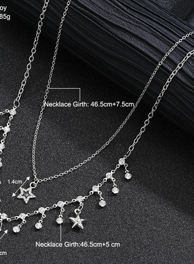 Women Necklace 2pcs Choker Sets Gifts Jewelry五角星流苏项链