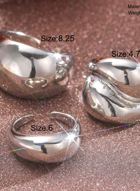 Finger Rings Jewelry几何弧面夸张光面圆球戒指指环关节戒套装