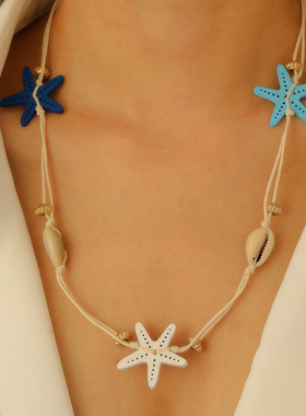 Women Necklace Beach Jewelry Gifts饰品复古海洋仿珍珠项链项饰