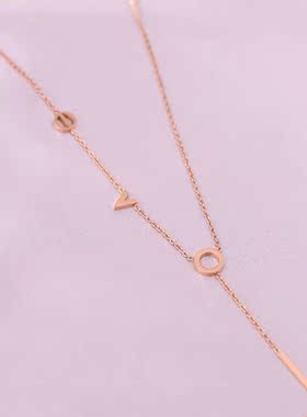 韩版时尚风百搭镶钻爱心钛钢项链