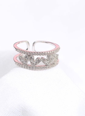 韩版时尚风微镶锆石心形戒指