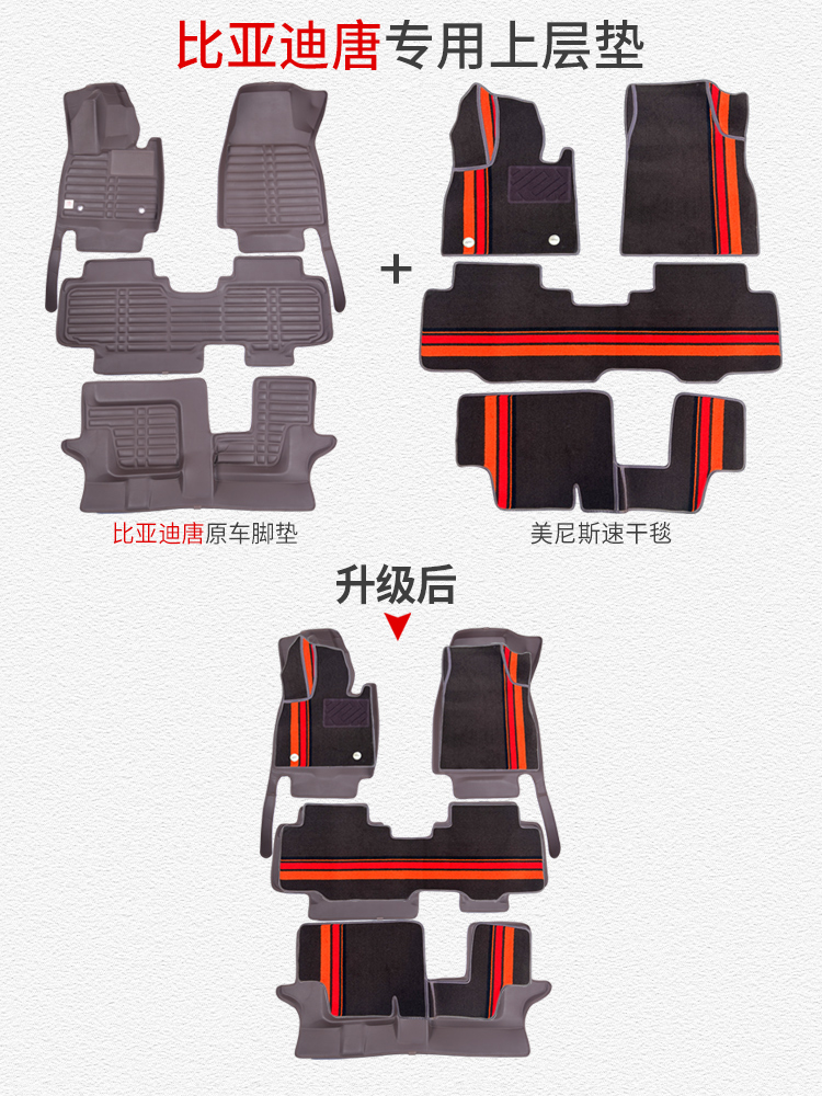 专用于唐dmi冠军版脚垫EV六座七座上层垫美尼丝速干地毯搭配原车-图1