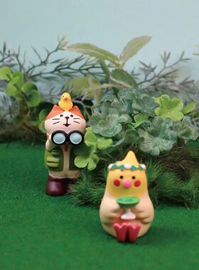 Zakka日式猫杂货春日花园系列瓢虫蜜蜂猫潮玩微缩INS树脂工艺摆件