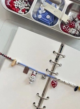 怪味少女~夏天小众设计百搭ins新款撞色通勤斑点狗彩色串珠项链