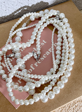 消失的她倪妮同款高亮珍珠项链女轻奢小众颈链高级感白珍珠锁骨