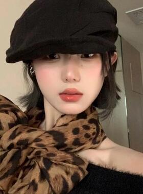 日系纯欲豹纹辣妹丝巾披肩围巾