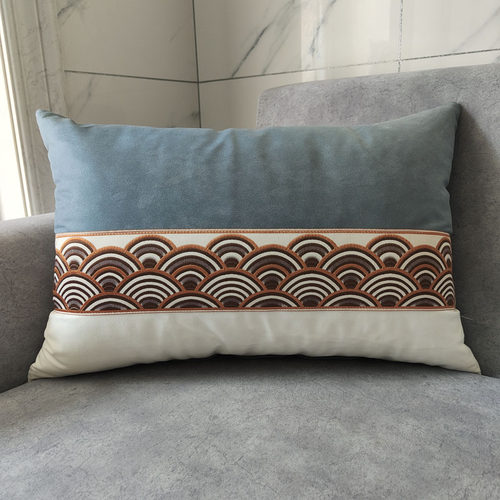 新中式沙发腰靠枕简约现代长方形靠枕古典中国风客厅床头腰靠垫 - 图0