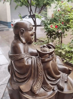 笑口常开玄关弥勒佛摆件纯铜招财