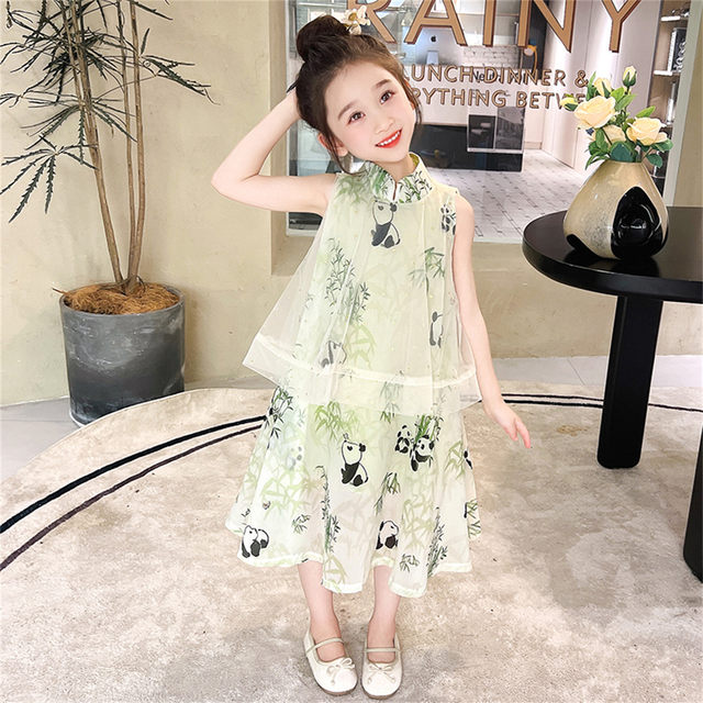 Hanfu ເດັກຍິງ dress summer ໃຫມ່ແບບຈີນ shawl ຕາຫນ່າງຂອງເດັກນ້ອຍ princess dress ແບບຕາເວັນຕົກຂອງ dress ເດັກຍິງແບບຈີນ