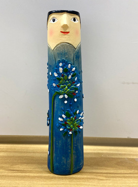 波西米亚手工一家人人脸花瓶树脂工艺品摆件家居客厅装饰