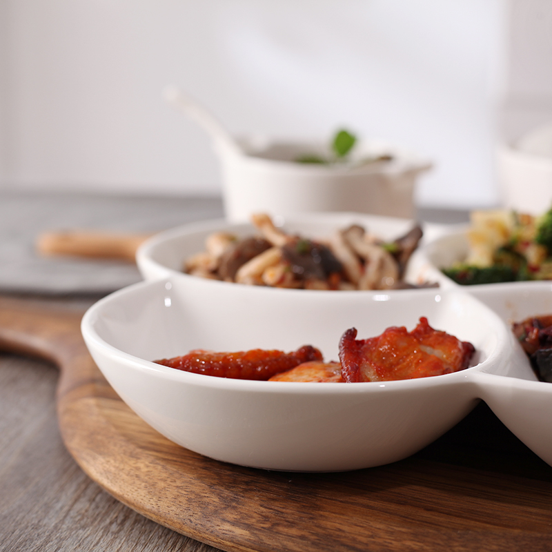 餐盘分格盘子创意网红盘子拼盘纯白陶瓷健康分餐盘家用饭盘一人食