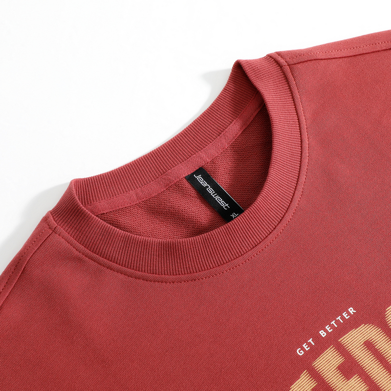 JW真维斯男装2025年春新款卫衣圆领简约印花图案百搭休闲长袖上衣