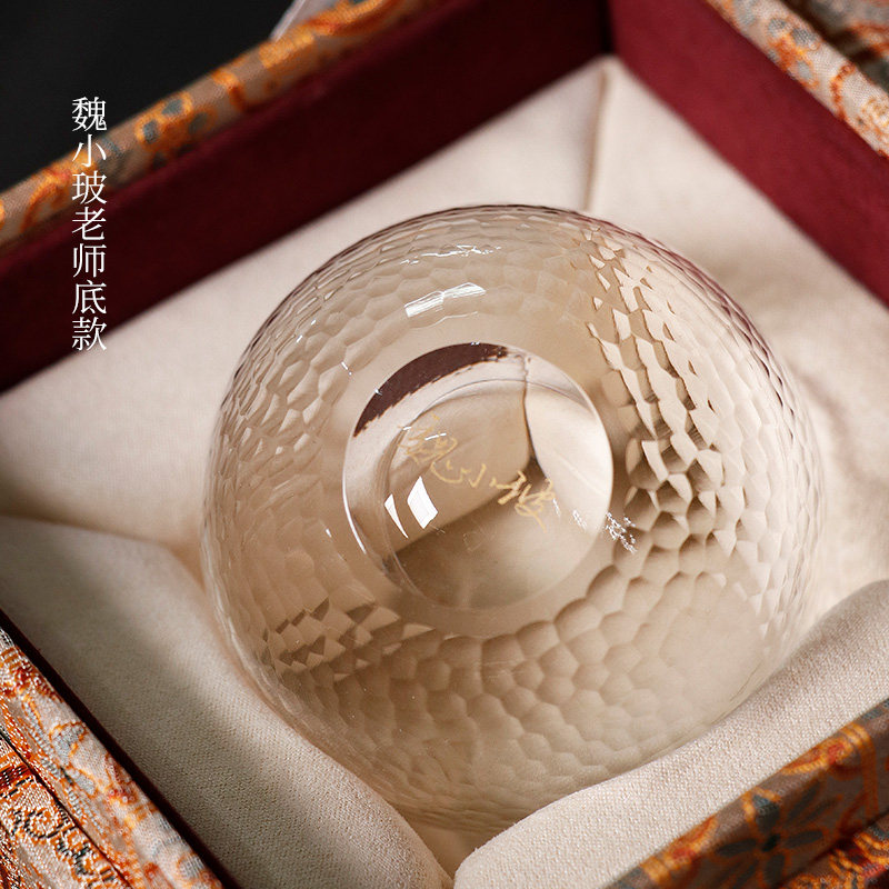 三遍高透高硼硅玻璃茶杯品茗杯魏小玻创意耐热手工钻石纹主人单杯,淘宝优惠券,粉丝福利购,淘宝优惠卷