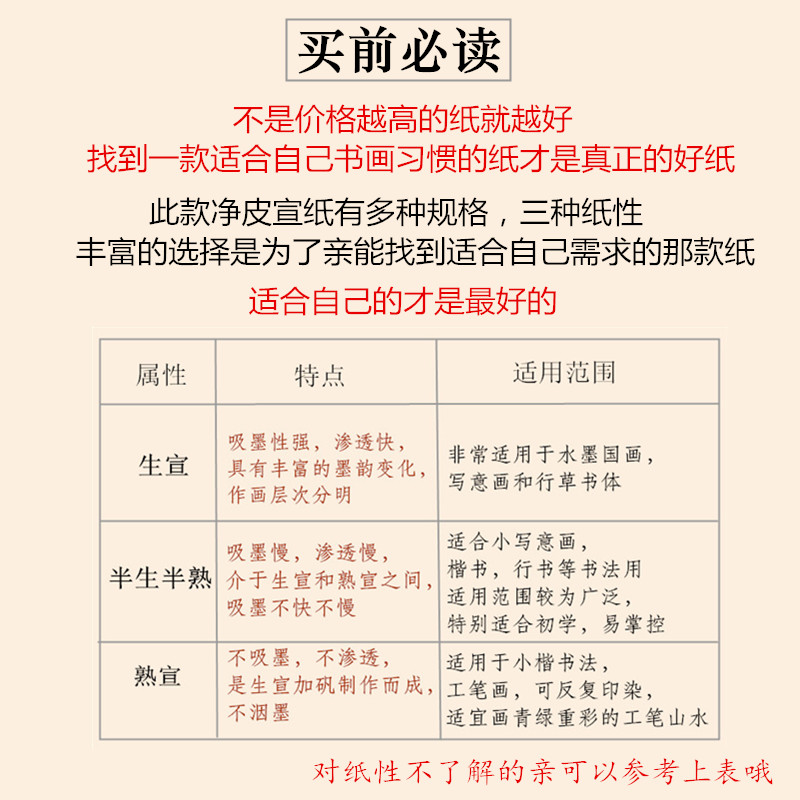 半生熟宣纸四尺毛笔书法作品纸生宣纸国画专用初学者练字三尺六尺