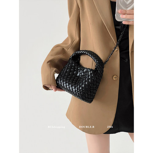 小瑞靓包 菠菜水手 手工编织小水桶包包女2026新款手提单肩斜挎包 - 图2