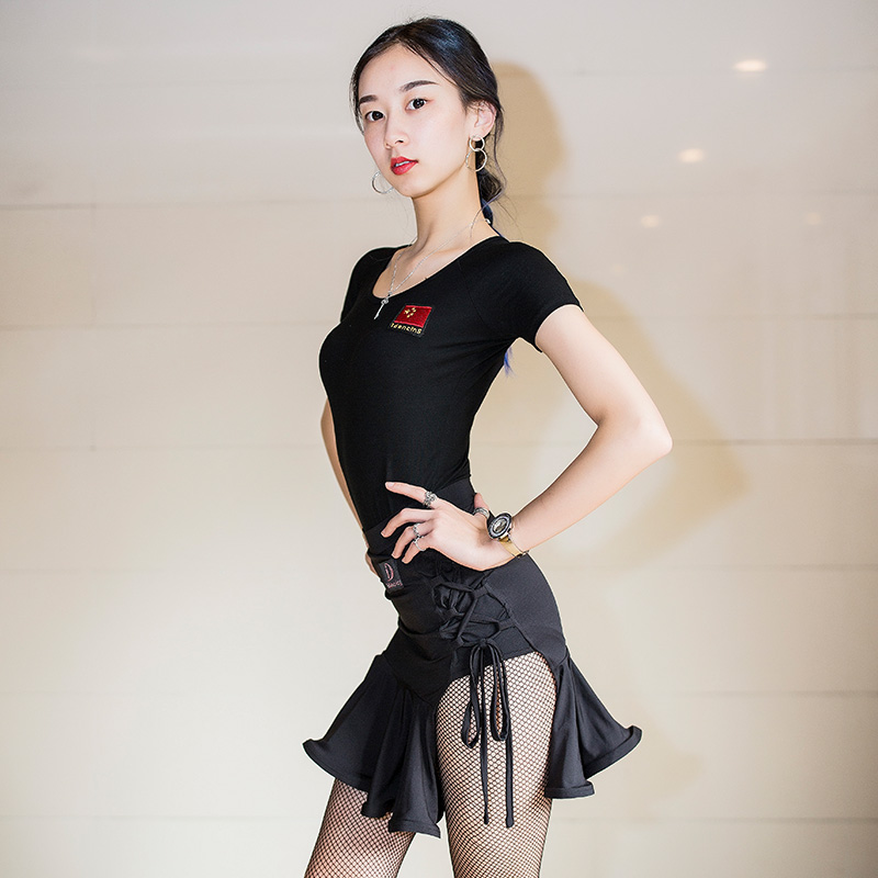 dancebaby拉丁舞蹈服装练功服女成人舞蹈上衣短袖广场舞跳舞衣服 - 图2