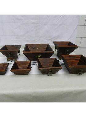 老式覆古实木斗升日进斗金摆件创意客厅装饰店铺摆设开 张开 业礼