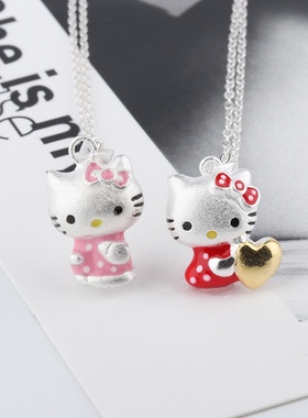 凯蒂猫纯银卡通风儿童韩版项链