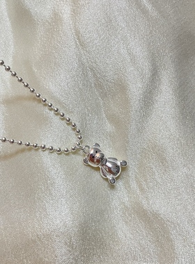 新款Ins风s999纯银实心立体小熊项链亲子款儿童宝宝定制搭配饰品