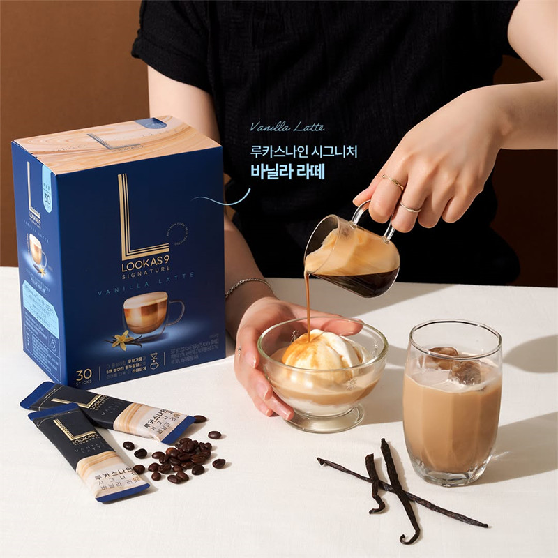 韩国原装进口富然池lookas9咖啡香草炼乳速溶南阳双倍拿铁咖啡粉,淘宝优惠券,粉丝福利购,淘宝优惠卷